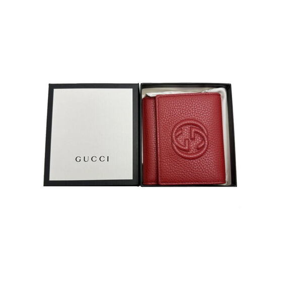 Gucci Interlocking GG Soho Leather Tri Fold Wallet Red - Picture 3 of 5